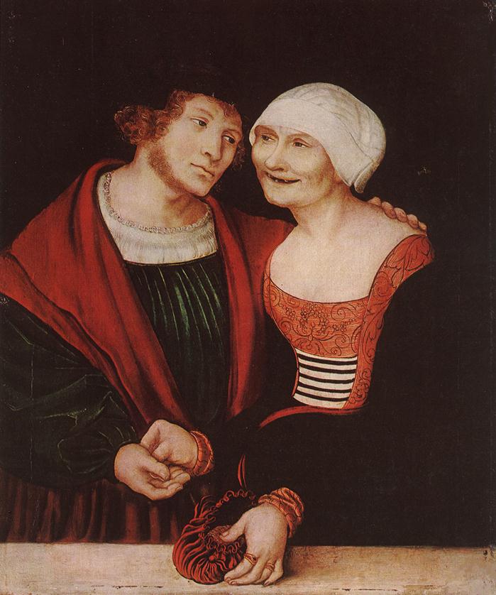 CRANACH, Lucas the Elder Amorous Old Woman and Young Man gjkh